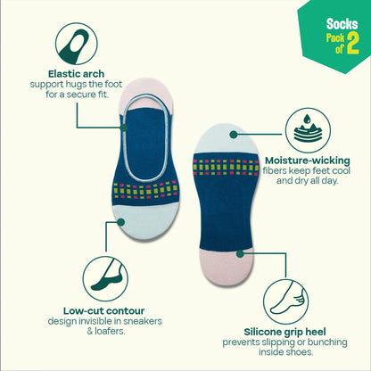 Fusion! Unisex Socks, 100% Organic Cotton, No Show, Pack of 2
