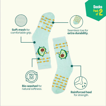 Food Baby! Unisex Socks, 100% Organic Cotton, Crew Length, Pack of 2