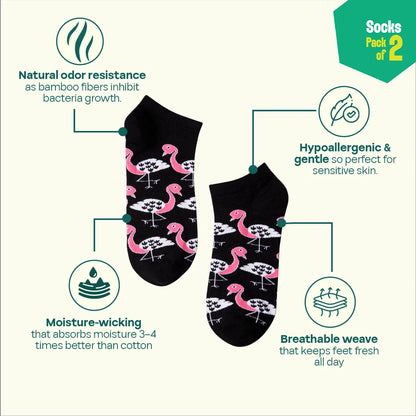 Take Me Black! Unisex Socks, 100% Bamboo, Ankle Length, Pack of 2
