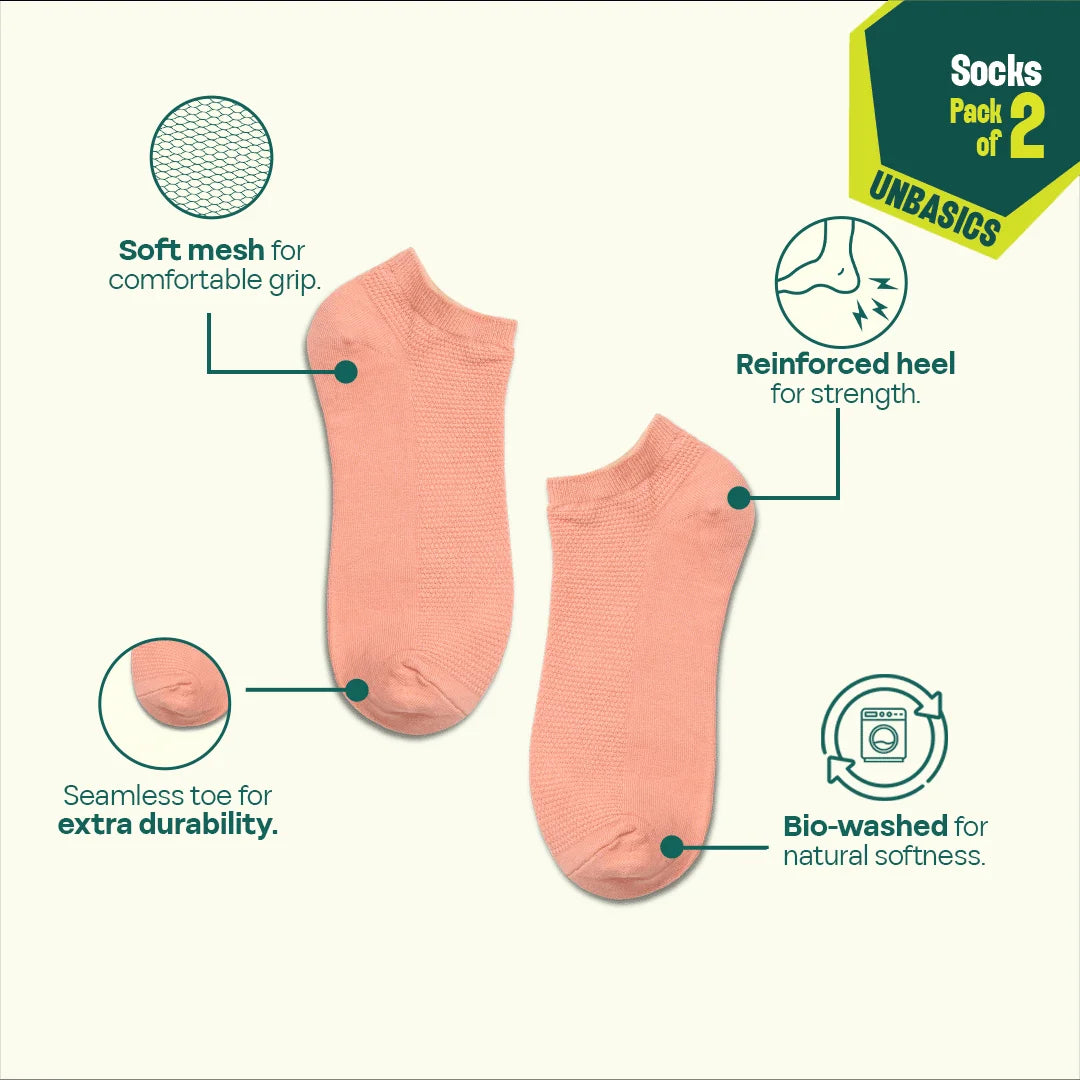 Solid Matters! Unisex Socks, 100% Organic Cotton, Ankle Length, Pack of 2