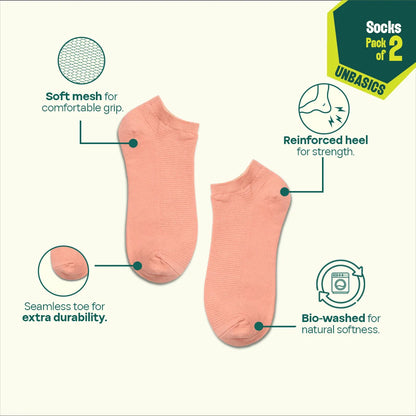 Solid Matters! Unisex Socks, 100% Organic Cotton, Ankle Length, Pack of 2