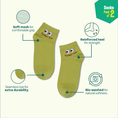 Tattletale! Unisex Socks, 100% Organic Cotton, High Ankle Length, Pack of 2