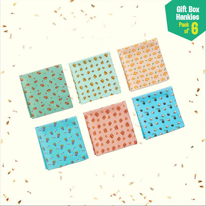 Cheer Thrills! Unisex Hankies, 100% Organic Cotton, Gift Box of 6