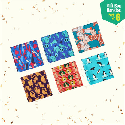 Thrill Mode! Unisex Hankies, 100% Organic Cotton, Gift Box of 6