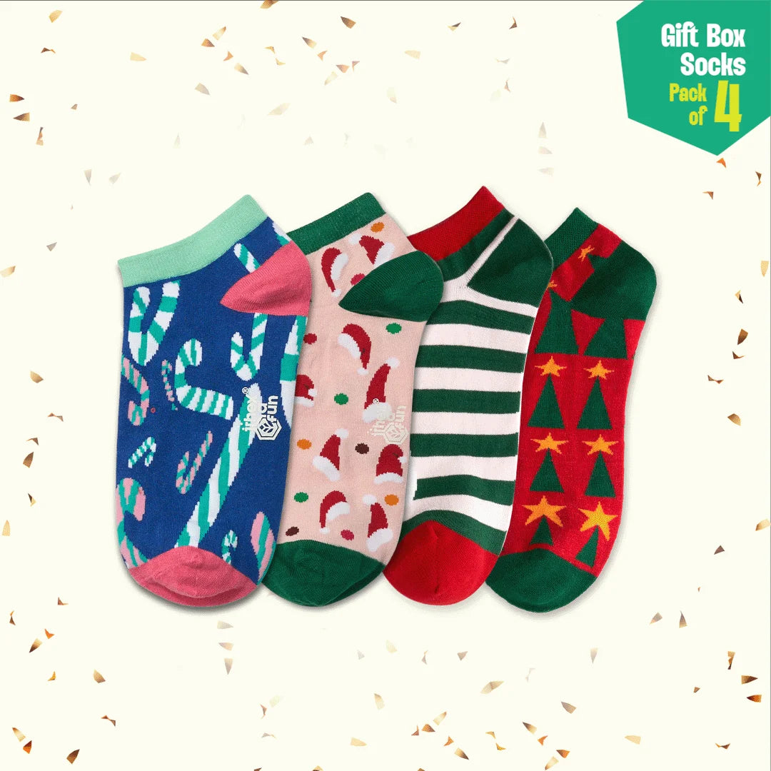 Ginger Bite! Unisex Ankle Length Socks, 100% Organic Cotton, Gift Box of 4