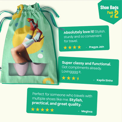 Sole Sisters! Shoe Bags, 100% Organic Cotton, Pack of 2
