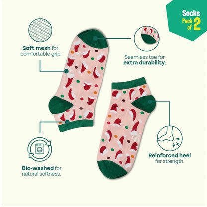 Jingle Fest! Unisex Socks, 100% Organic Cotton, Ankle Length, Pack of 2