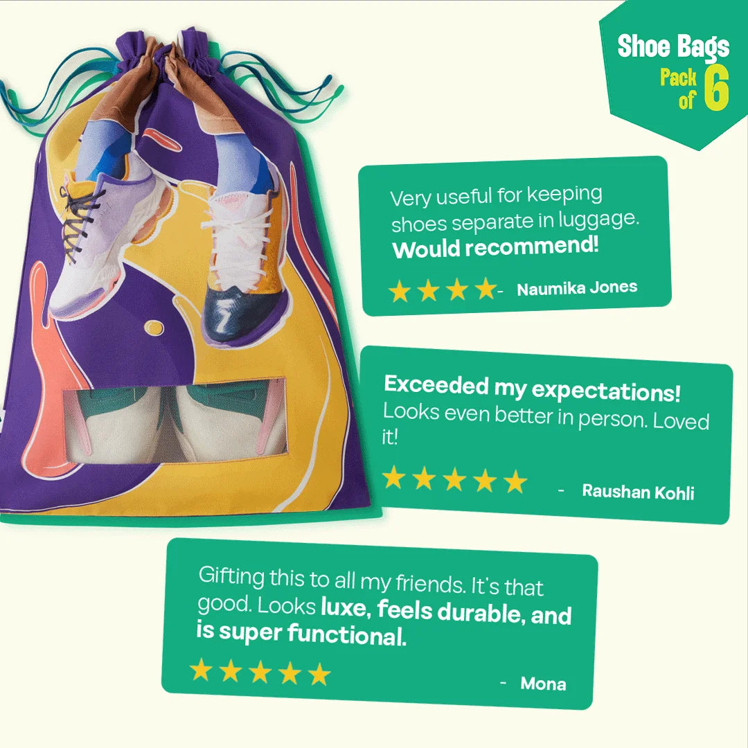 Sneaker Addiction! Shoe Bags, 100% Organic Cotton, Pack of 6