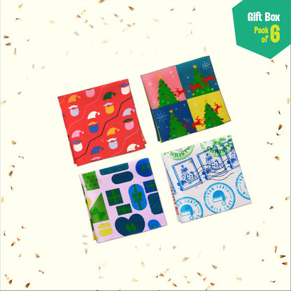 JLT! Jingle Bell Like That! 2 Unisex Crew Length Socks + 4 Unisex Hankies, 100% Organic Cotton, Gift Box of 6