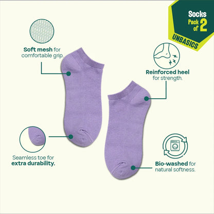 Flying Colors! Unisex Socks, 100% Organic Cotton, Ankle Length, Pack of 2