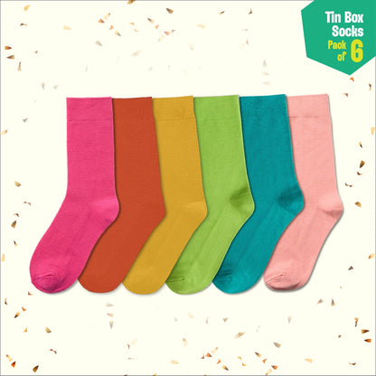 Glitterin'! Tin Gift Box, Unisex Crew Length, 100% Organic Cotton, Box Of 06