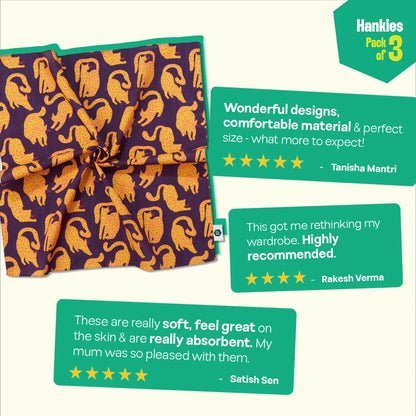 Just Meow Opinion! Unisex Hankies, 100% Organic Cotton, Pack of 3