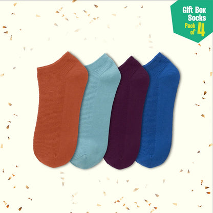 Pout It Out! Unisex Ankle Length Socks, 100% Organic Cotton, Gift Box of 4