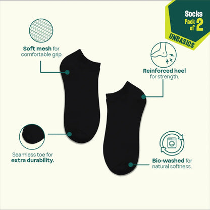 Black Spade! Unisex Socks, 100% Organic Cotton, Ankle Length, Pack of 2