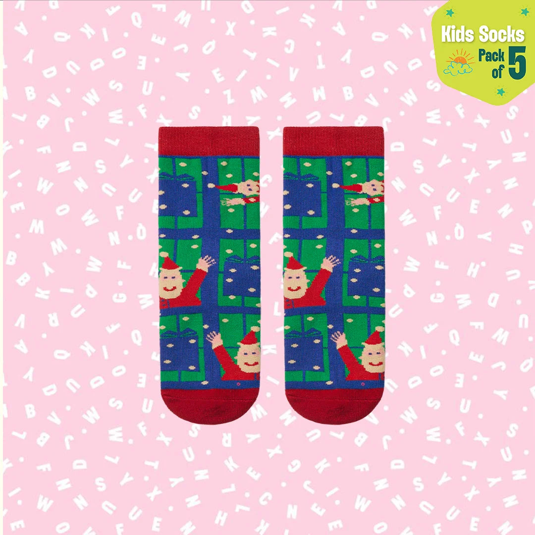 Merry Madness! Unisex Kid's Socks, 100% Bamboo, Crew Length, Pack of 5