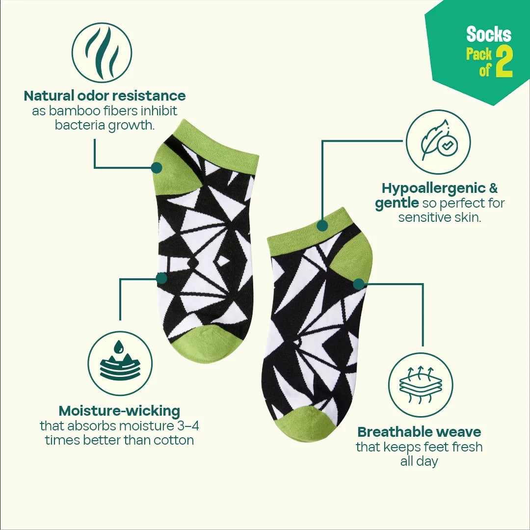 In Great Shapes! Unisex Socks, 100% Bamboo Made, Ankle Length, Pack of 2