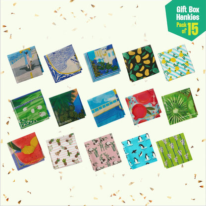 Time Capsule! Unisex Hankies, 100% Organic Cotton, Gift Box of 15