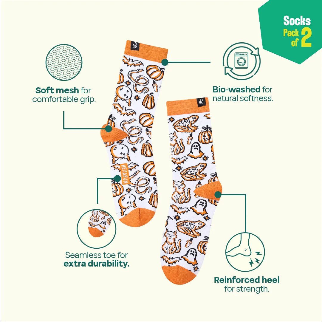 Wicked! Unisex Socks, 100% Organic Cotton, Crew Length, Pack of 2