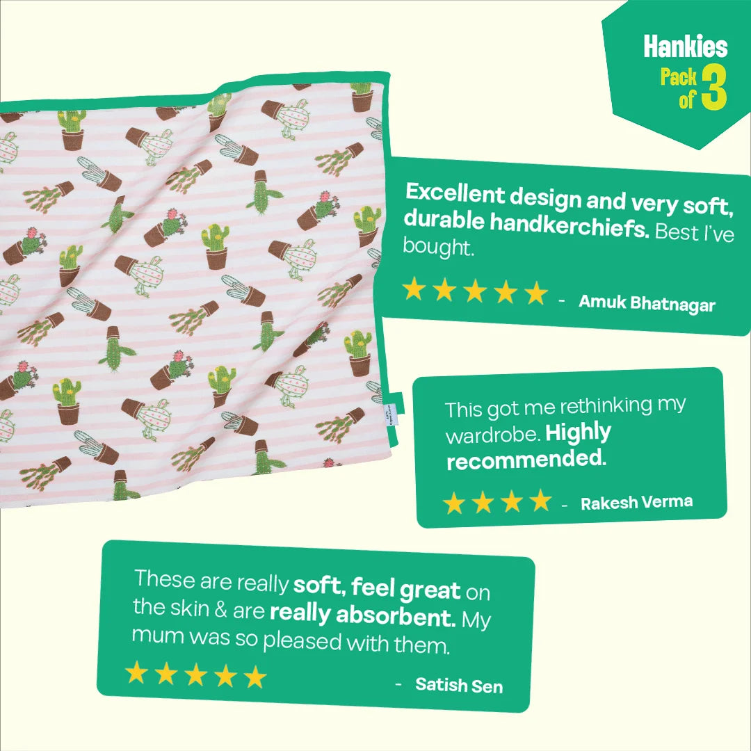 SOML! Summer Of My Life! Unisex Hankies, 100% Organic Cotton, Pack of 3