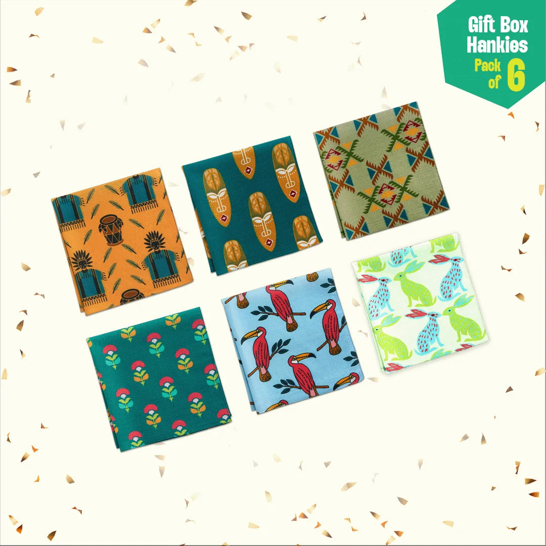 Lot-us Glow! Unisex Hankies, 100% Organic Cotton, Gift Box of 6