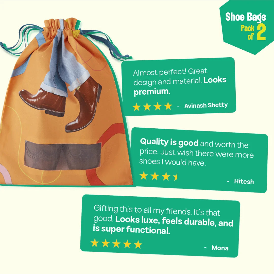 Re-boot! Shoe Bags, 100% Organic Cotton, Pack of 2