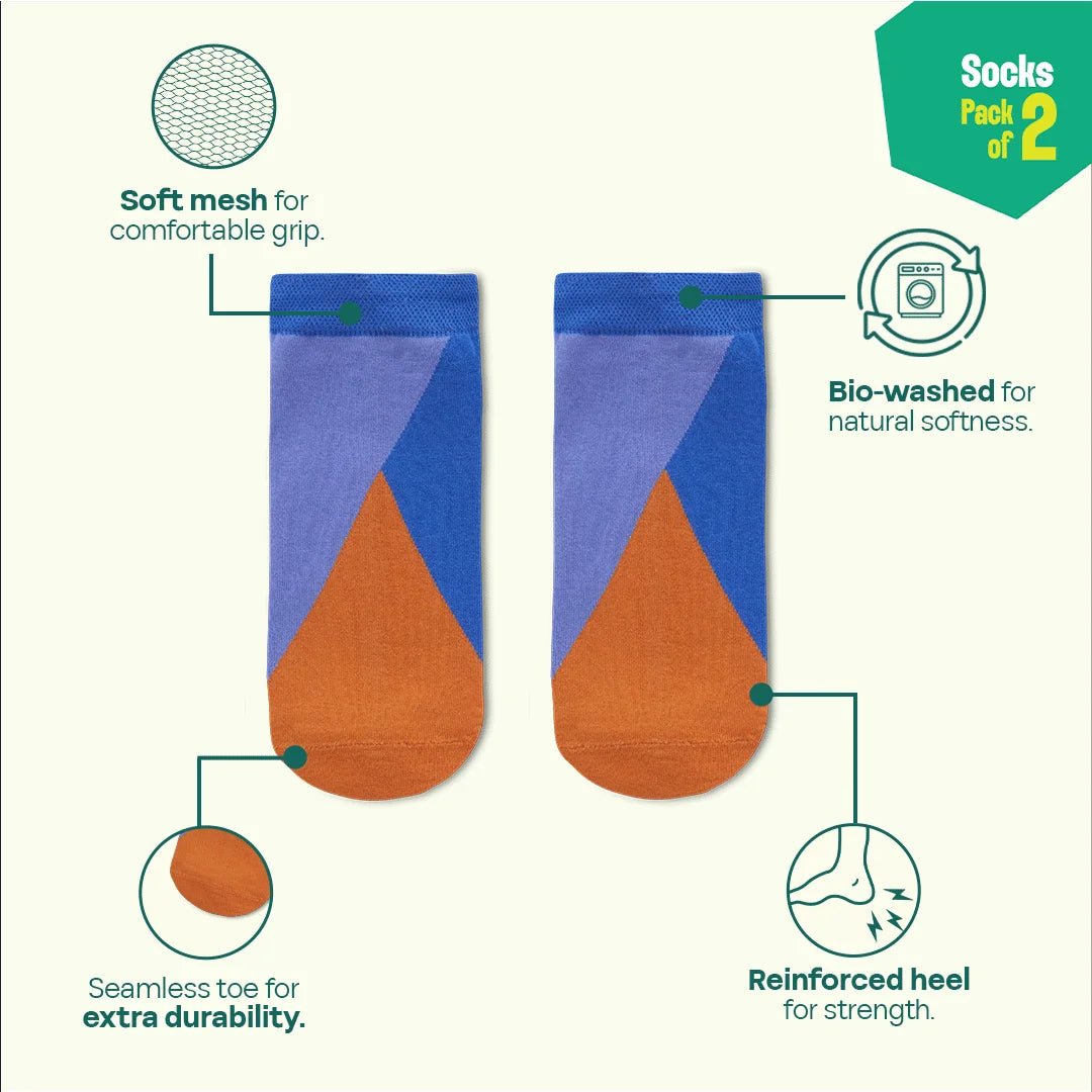 Orange-y! Unisex Socks, 100% Organic Cotton, Ankle Length, Pack of 2