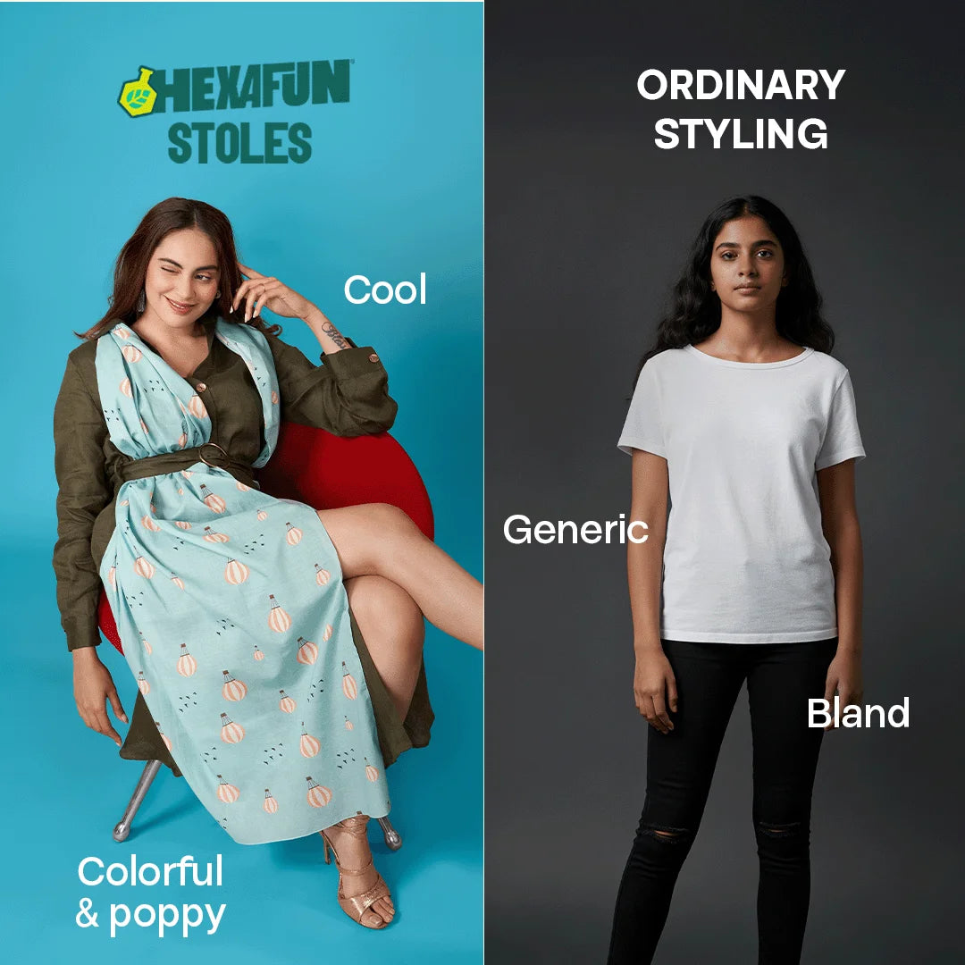 BTW! Balloon The Way! Women's Stole, 100% Organic Cotton, Pack of 1