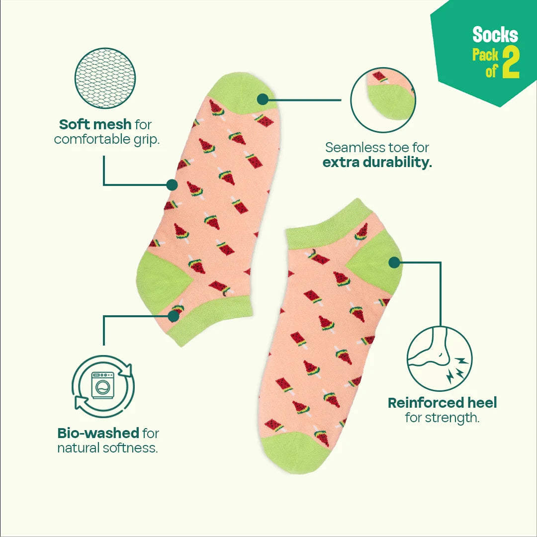 Foodgasm! Unisex Socks, 100% Organic Cotton, Ankle Length, Pack of 2