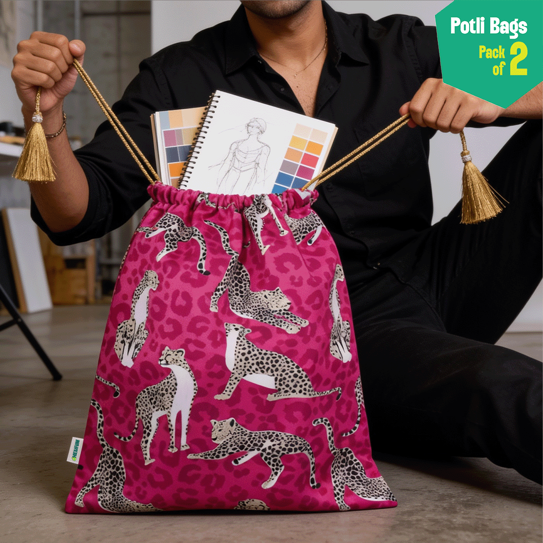 Claw-some! Unisex Potli Bags, 100% Cotton, Pack of 2