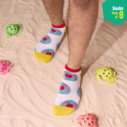 Strike A Pose! Unisex Socks, 100% Bamboo, Ankle Length, Pack of 9