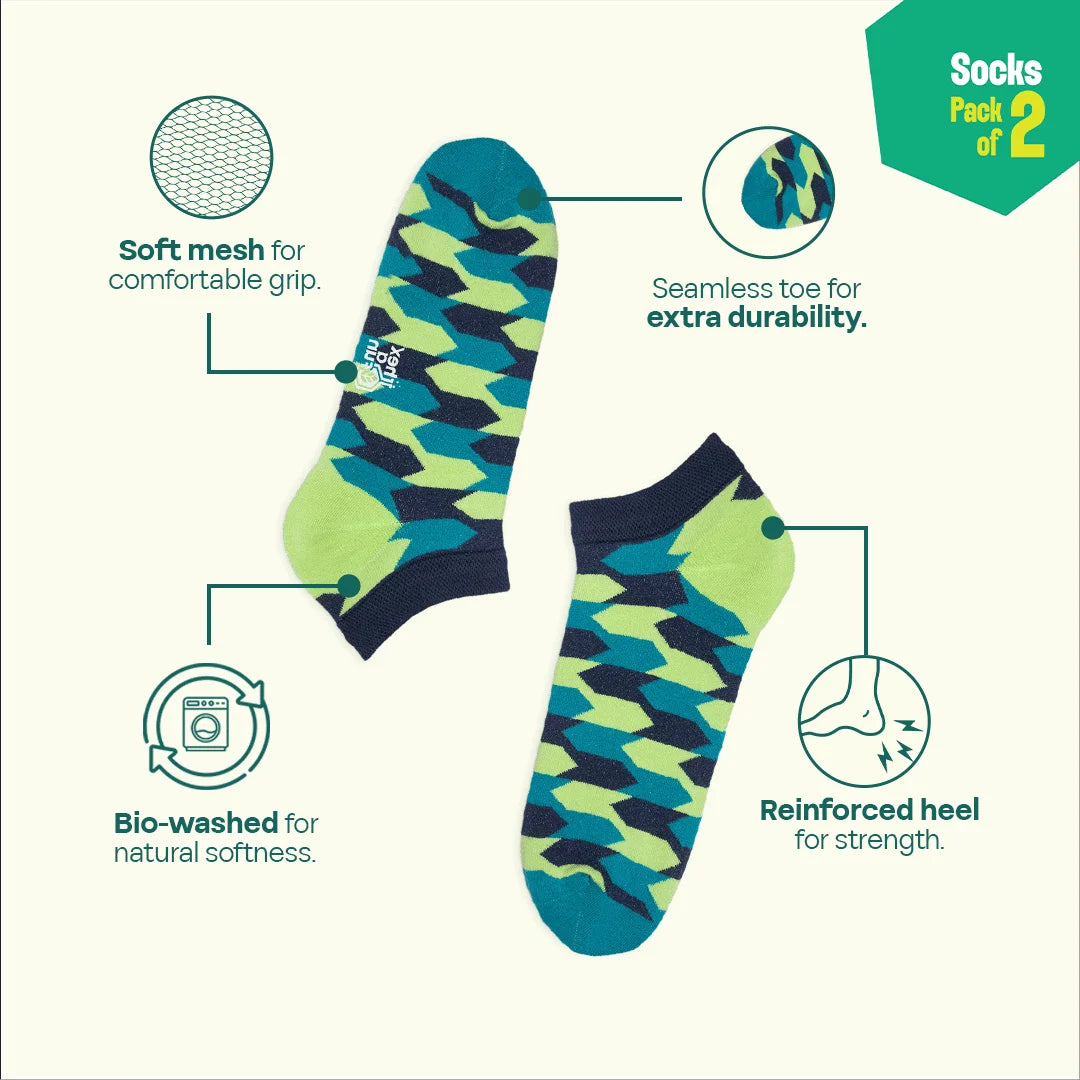 Out Of The Shape! Unisex Socks, 100% Organic Cotton, Ankle Length, Pack of 2