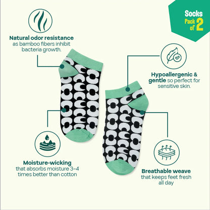 Mono-magic! Unisex Socks, 100% Bamboo, Ankle Length, Pack of 2