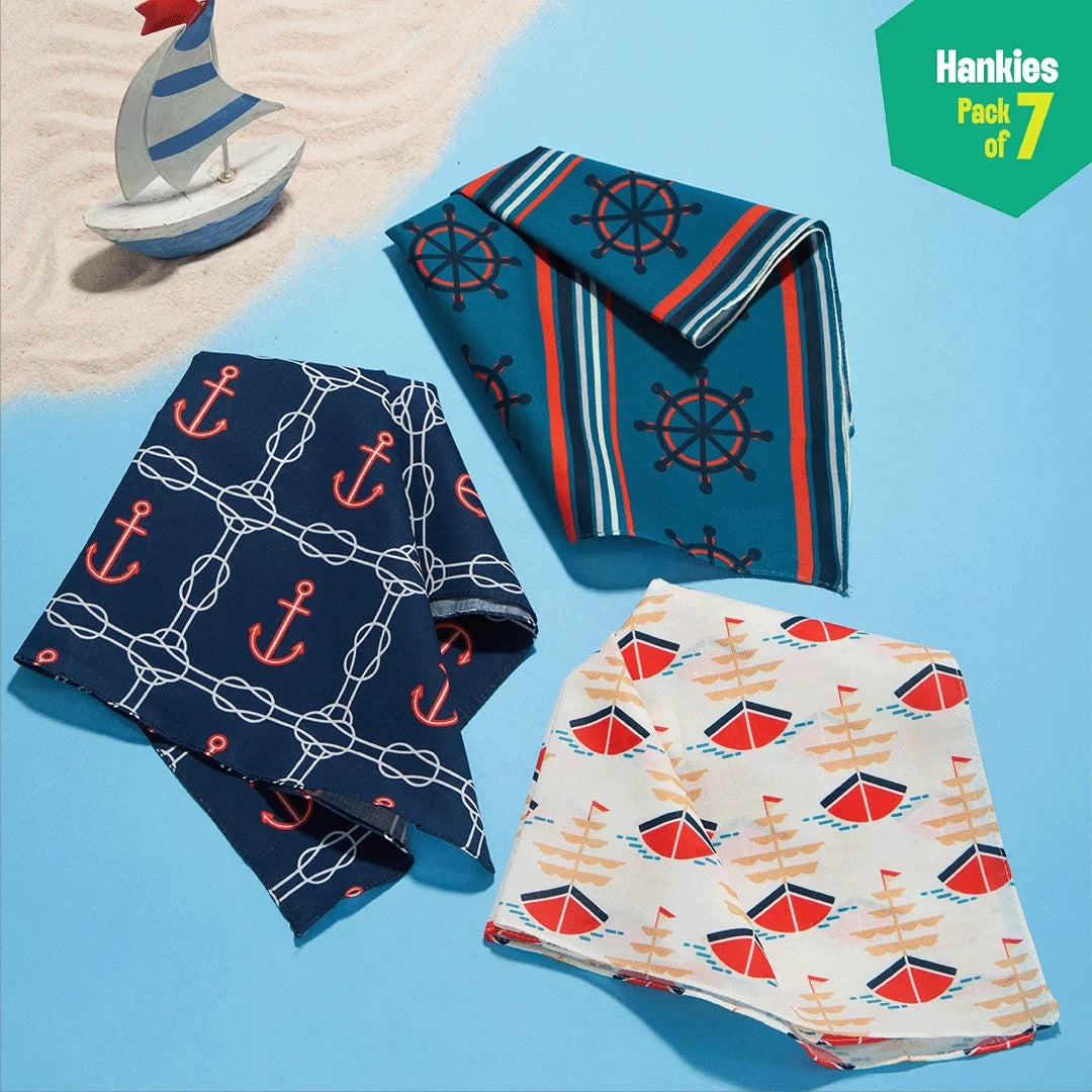 Vitamin Sea! Small Unisex Hankies, 100% Organic Cotton, Pack of 7