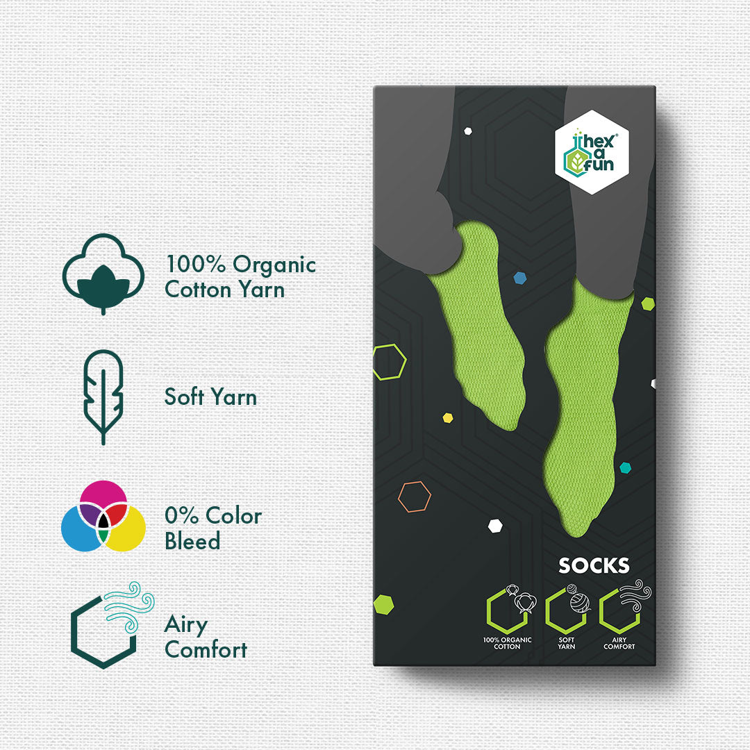 Go Green! Unisex Socks, 100% Organic Cotton, Ankle Length, Pack of 1