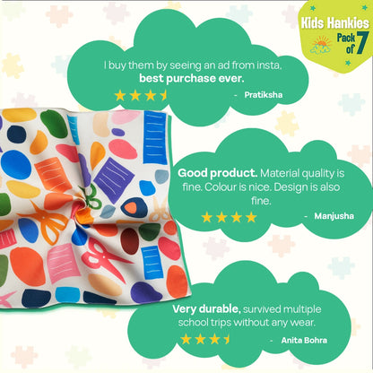 Champ-fun Zone! Unisex Kid's Hankies, 100% Organic Cotton, Pack of 7