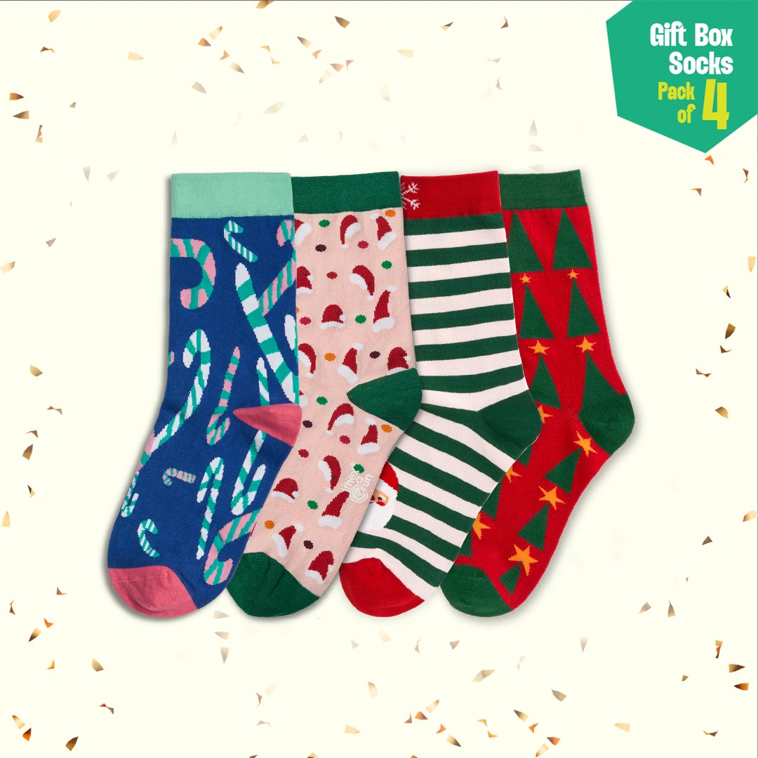 Ginger Bite! Unisex Crew Length Socks, 100% Organic Cotton, Gift Box of 4