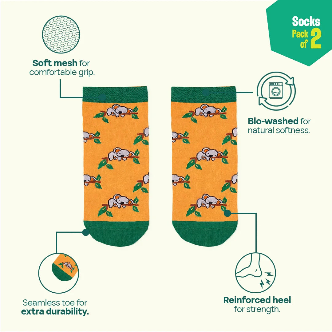 Weekend! Unisex Socks, 100% Organic Cotton, Ankle Length, Pack of 2