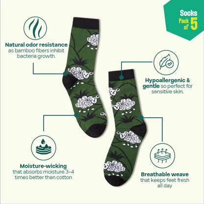 Slay The Day! Unisex Socks, 100% Bamboo, Crew Length, Pack of 5