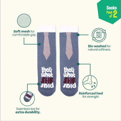 What They Said! Unisex Socks, 100% Organic Cotton, Crew Length, Pack of 2