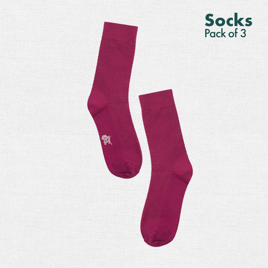 Berry Mix! Unisex Socks, 100% Organic Cotton, Crew Length, Pack of 3