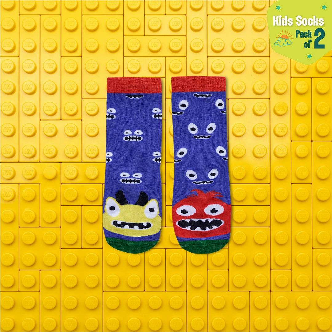 Fun Alert Ahead! Unisex Kid's Socks, 100% Bamboo, Crew Length, Pack of 2