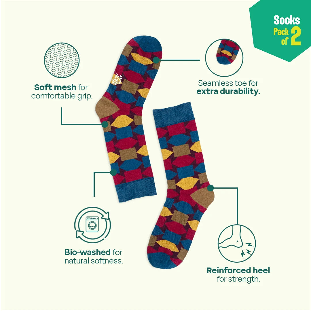 Stripe-otypical! Unisex Socks, 100% Organic Cotton, Crew Length, Pack of 2