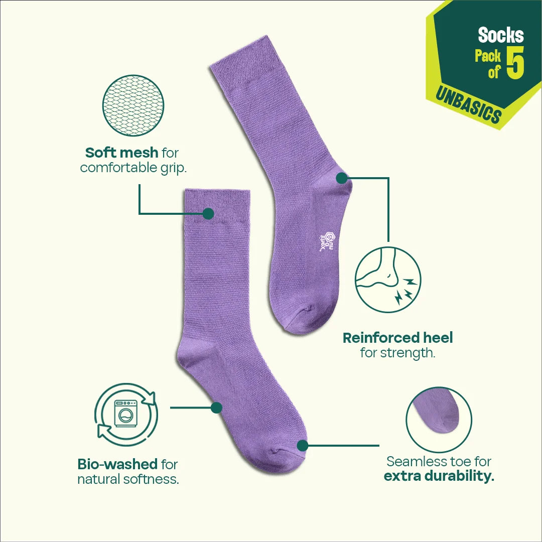 Lazy Maze! Unisex Socks, 100% Organic Cotton, Crew Length, Pack of 5
