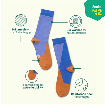Orange-y! Unisex Socks, 100% Organic Cotton, Crew Length, Pack of 2