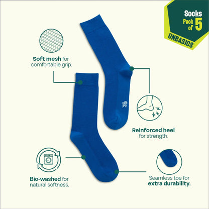 Color Me Cray! Unisex Socks, 100% Organic Cotton, Crew Length, Pack of 5