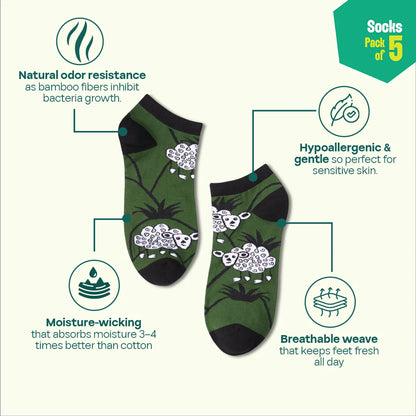 Slay The Day! Unisex Socks, 100% Bamboo, Ankle Length, Pack of 5