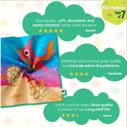 Zoo Buddies! Unisex Kid's Hankies, 100% Organic Cotton, Pack of 7