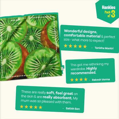 Juicy Drip! Unisex Hankies, 100% Organic Cotton, Pack of 3