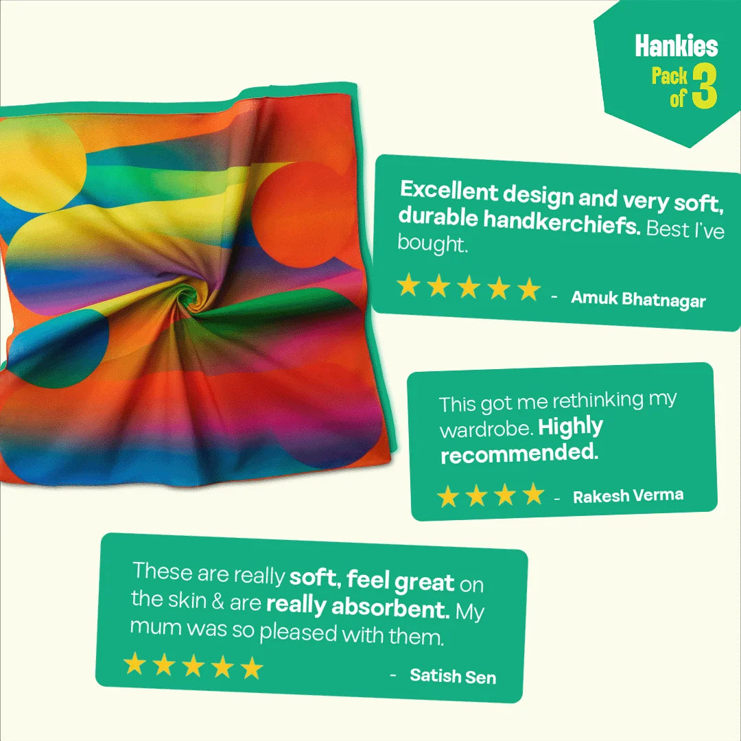 Shapes Of You! Unisex Hankies, 100% Organic Cotton, Pack of 3