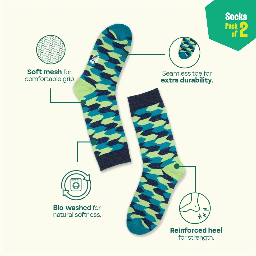 Out Of Shape! Unisex Socks, 100% Organic Cotton, Crew Length, Pack of 2